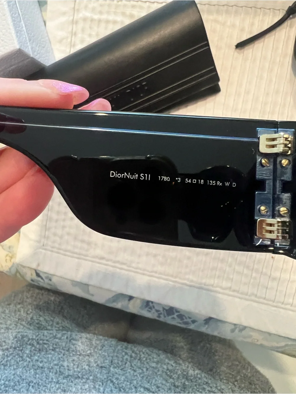 NWT Dior Black Quilted Leather Belt Bag and smaller case with Blue Sunglasses
